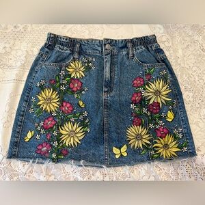 Hand Painted Denim Skirt